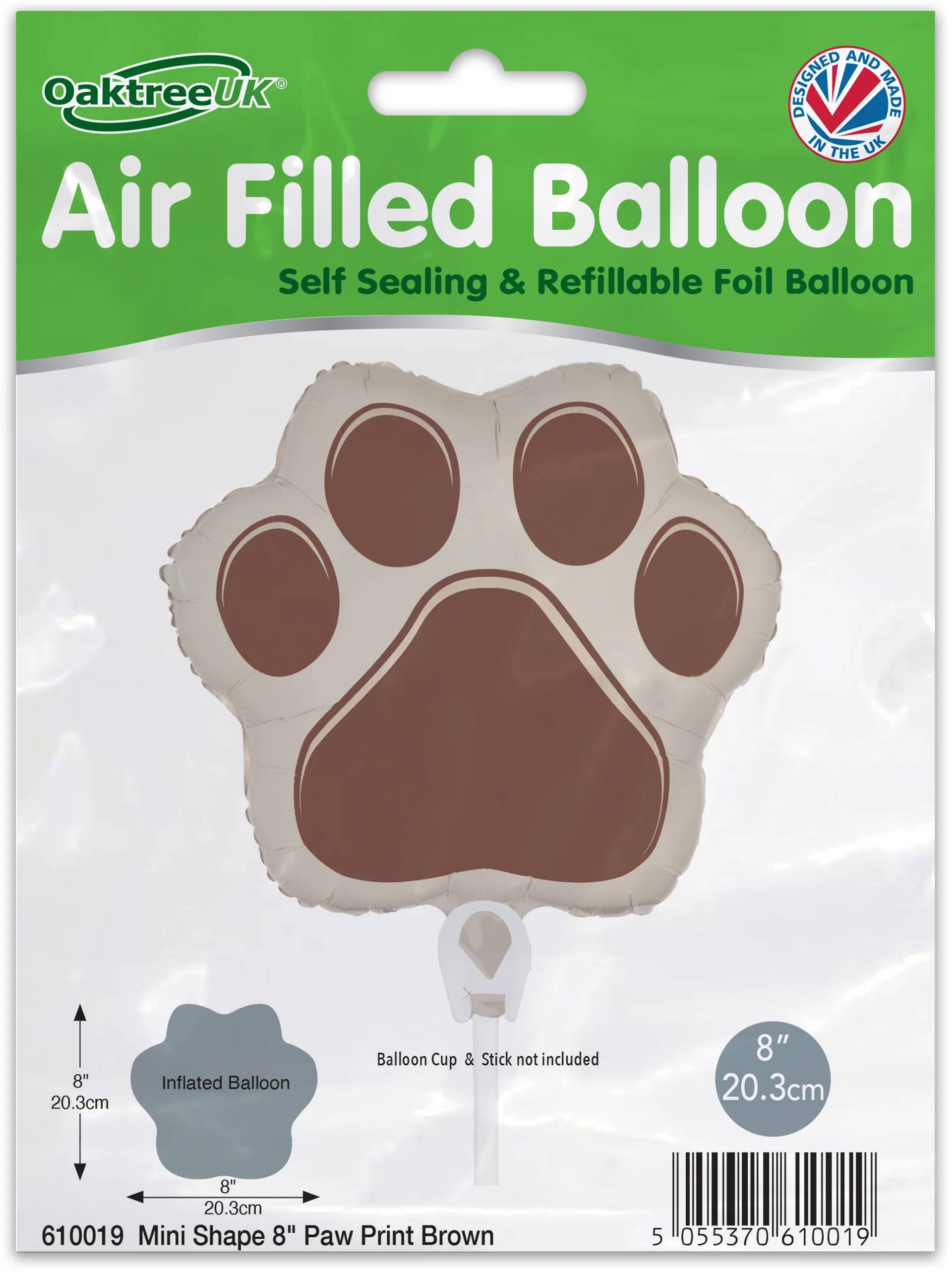 8" Airfill Only (Sticks Sold Separately) Oaktree Mini Shape Paw Print Brown Packaged - Image 2