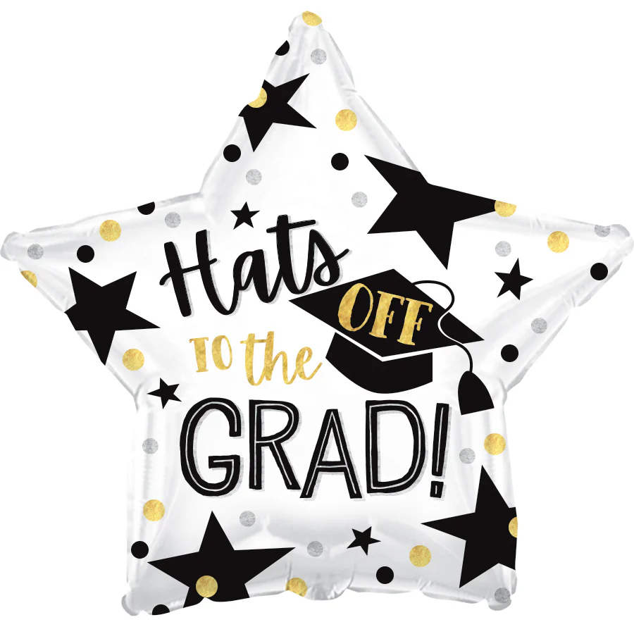 9" Airfill Only (Sticks Sold Separately) Hats Off Grad Foil Balloon