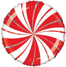 9" Airfill Only Candy Mint Red Foil Balloon
