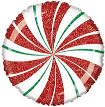 9" Airfill Only Candy Mint Red And Green Foil Balloon
