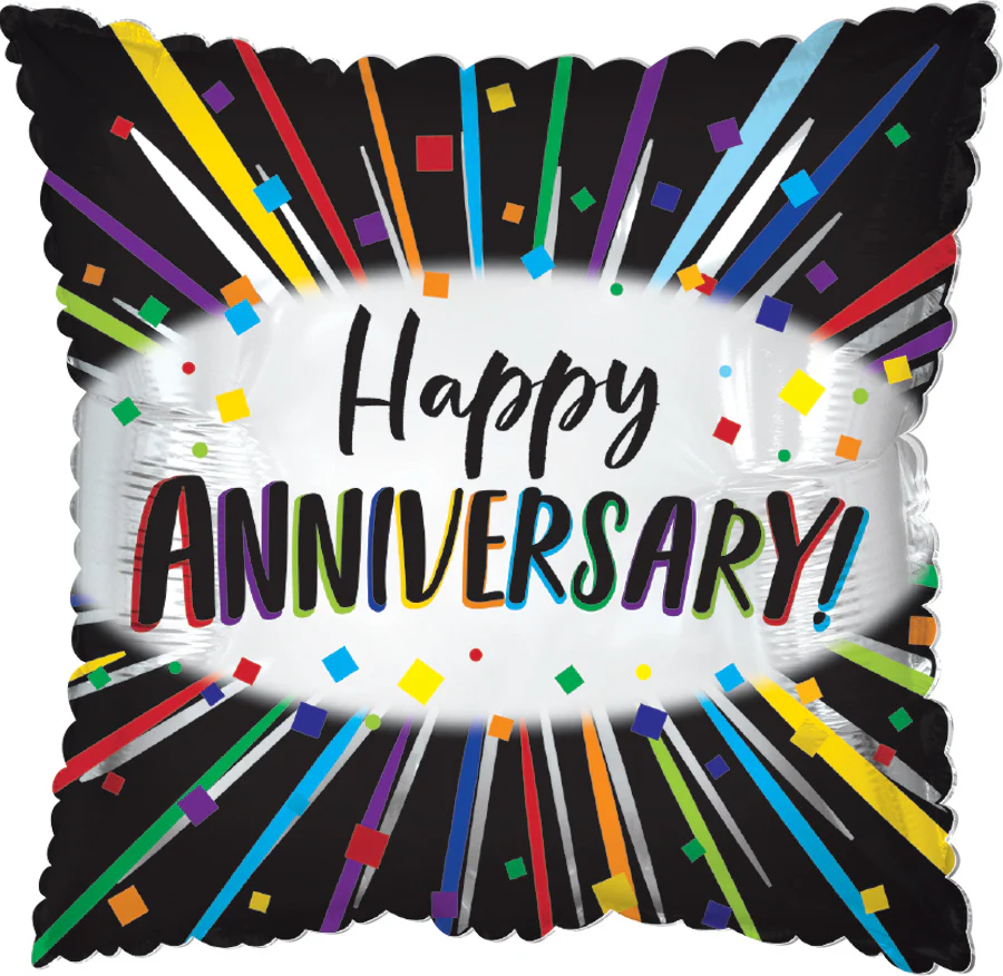 9" Airfill Only (Sticks Sold Separately) Anniversary Energy Foil Balloon