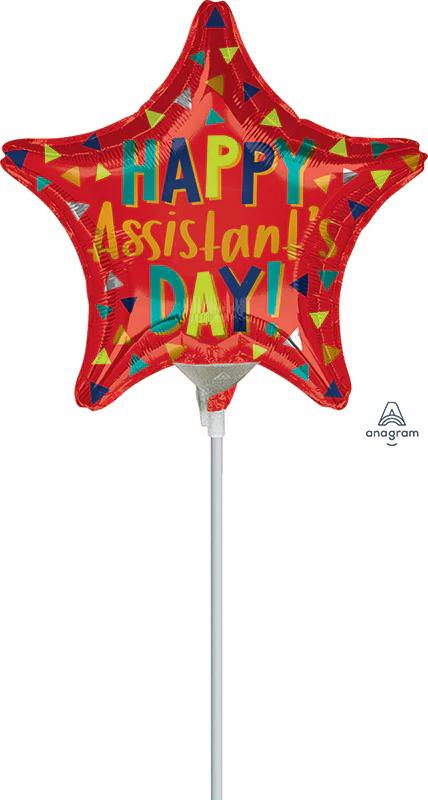 9" Airfill Only (Sticks Sold Separately) Assistant's Day Red Star Foil Balloon