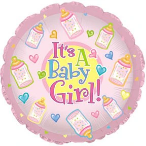 9" Airfill Only (Sticks Sold Separately) Baby Girl Bottles Balloon
