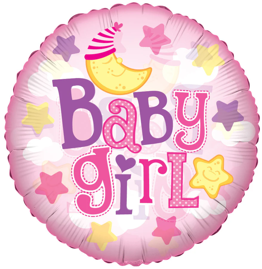 9" Airfill Only (Sticks Sold Separately) Baby Girl Moon Clear View Balloon