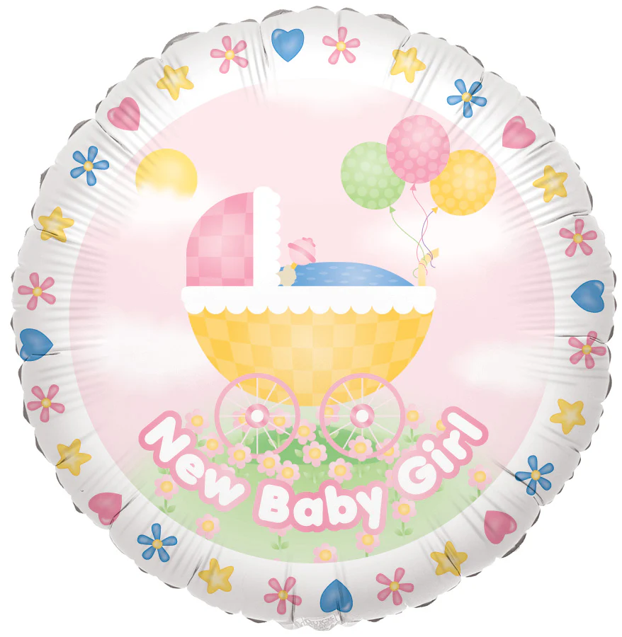 9" Airfill Only (Sticks Sold Separately) Baby Girl Stroller Balloon