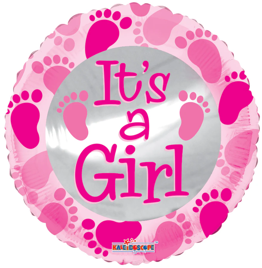 9" Airfill Only (Sticks Sold Separately) Baby Pink Foot Prints Balloon