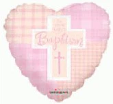 9" Airfill Only (Sticks Sold Separately) Baptism Girl Cross Balloon