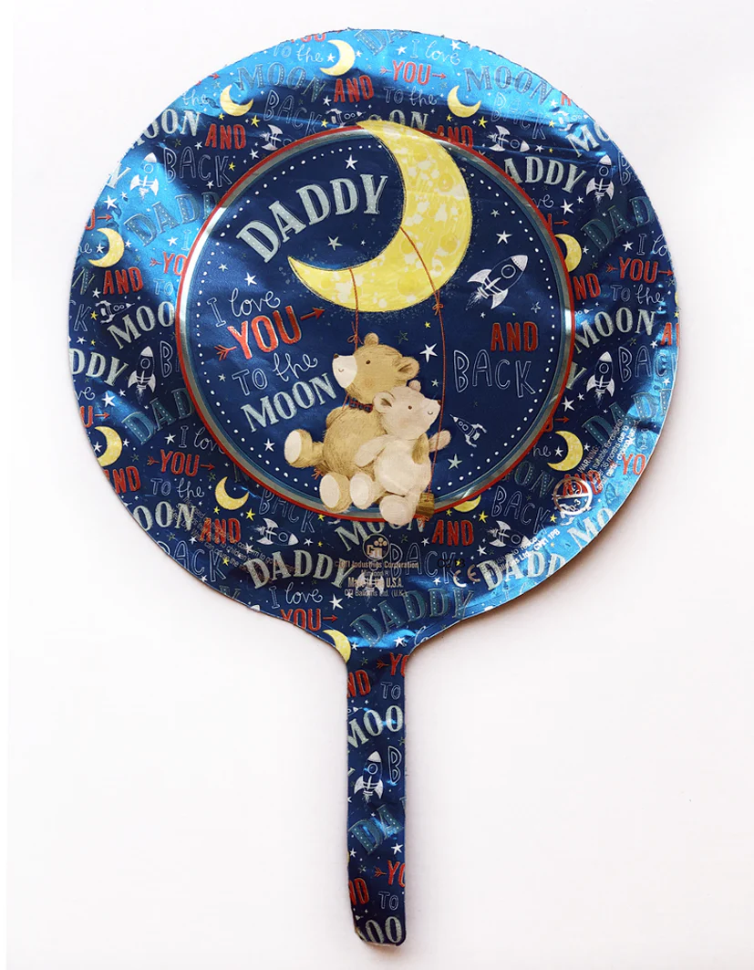 9" Airfill Only (Sticks Sold Separately) Bears With Dad Moon Foil Balloon