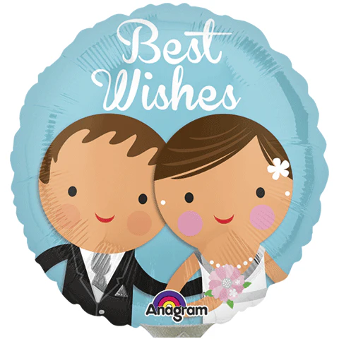 9" Airfill Only (Sticks Sold Separately) Best Wishes Wedding Couple Balloon