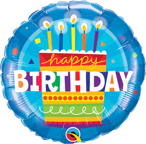 9" Airfill Only (Sticks Sold Separately) Birthday Cake Blue Foil Balloon