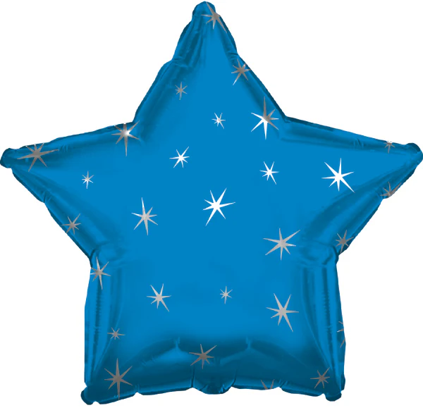 9" Airfill Only (Sticks Sold Separately) Blue Sparkle Star Foil Balloon