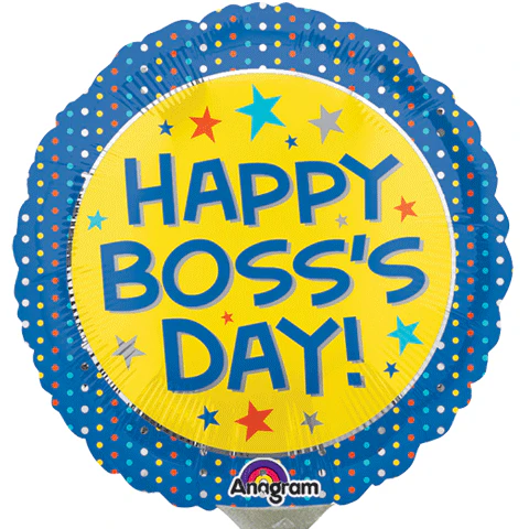 9" Airfill Only (Sticks Sold Separately) Boss's Day Yellow & Blue Balloon