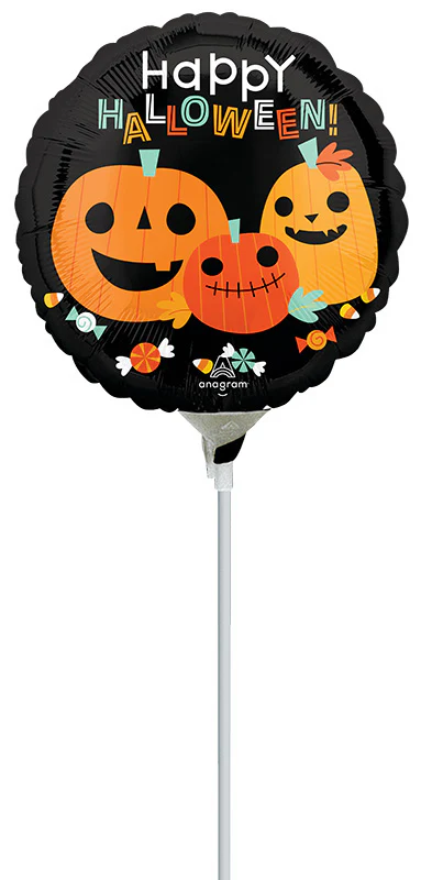 9" Airfill Only (Sticks Sold Separately) Classic Halloween Pumpkins Foil Balloon
