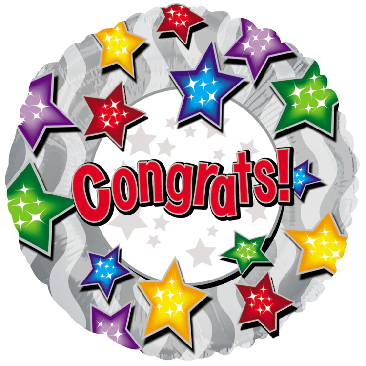 9" Airfill Only (Sticks Sold Separately) Congrats Stars Stars Balloon