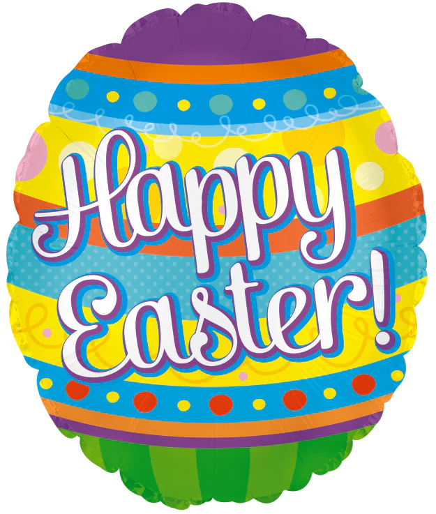 9" Airfill Only (Sticks Sold Separately) Decorated Egg Foil Balloon