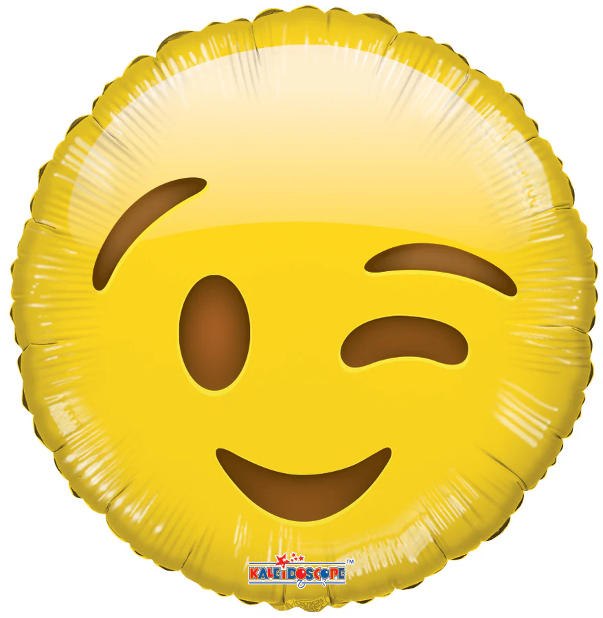 9" Airfill Only (Sticks Sold Separately) Emoji Wink Balloon