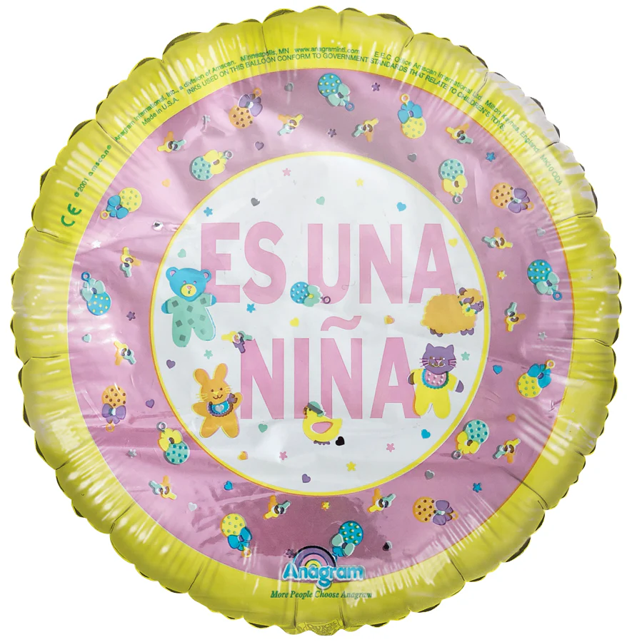 9" Airfill Only (Sticks Sold Separately) Es Una Nina Baby Foil Balloon (Spanish)