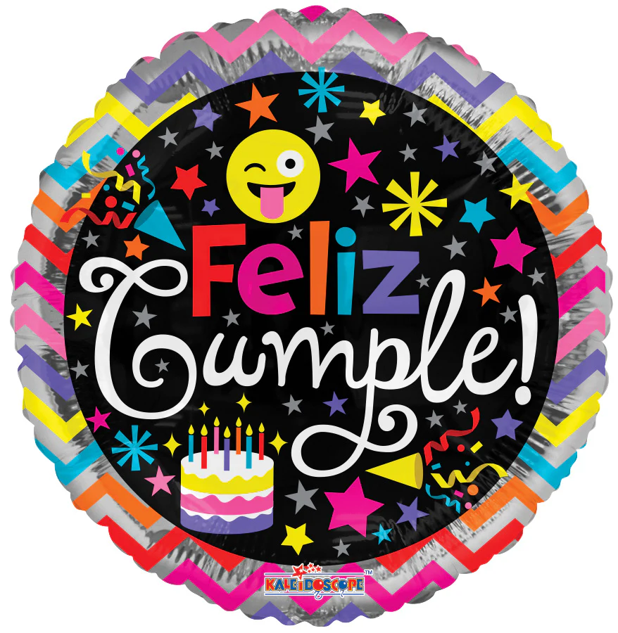 9" Airfill Only (Sticks Sold Separately) Feliz Cumple Smiley Balloon Valved (Spanish)