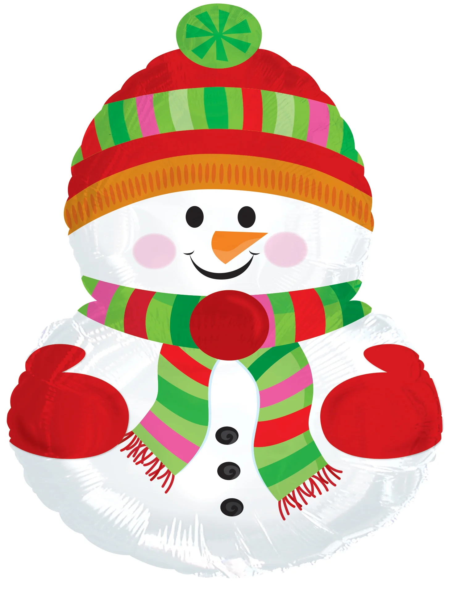 9" Airfill Only (Sticks Sold Separately) Foil Balloon Snowman With Pink Scarf