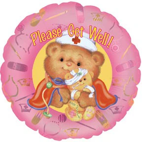 9" Airfill Only (Sticks Sold Separately) Get Well Nurse Bear Balloon