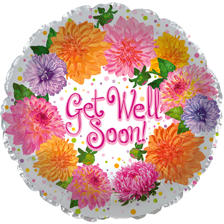 9" Airfill Only (Sticks Sold Separately) Get Well Soon Chrysanthemum Foil Balloon