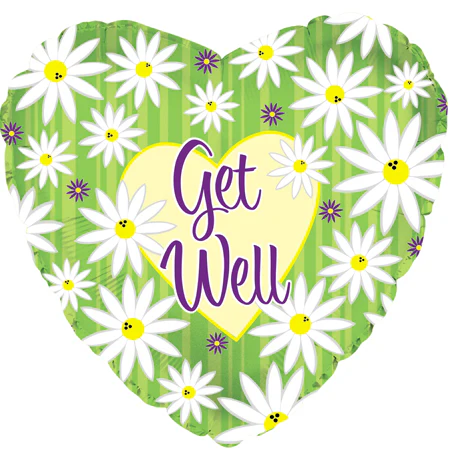 9" Airfill Only (Sticks Sold Separately) Get Well Stripes & Daisies Balloon