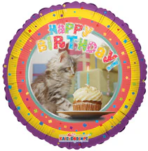 9" Airfill Only (Sticks Sold Separately) Happy Birthday Cat Balloon
