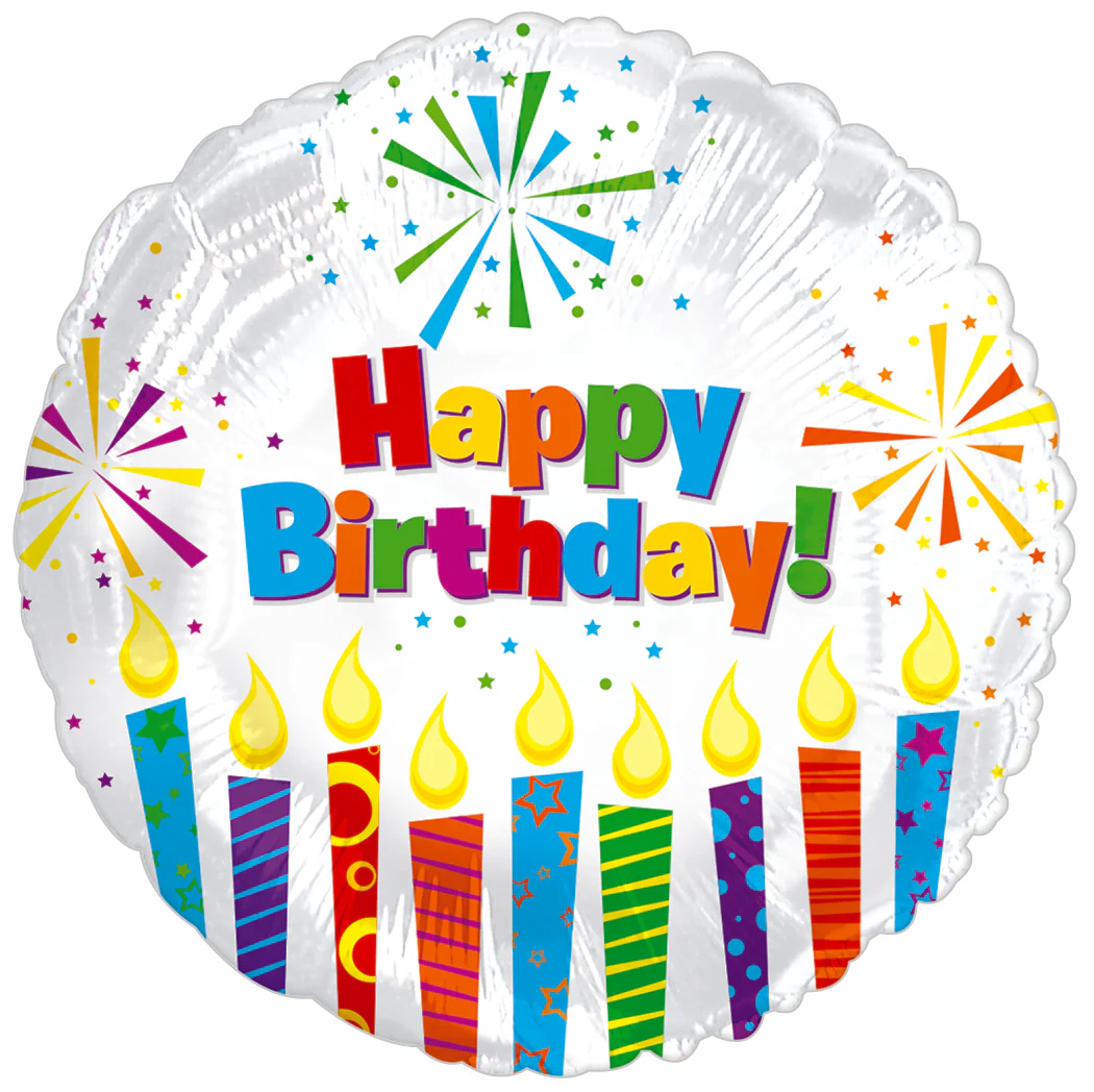 9" Airfill Only (Sticks Sold Separately) Happy Birthday Day Sparkling Candles Balloon