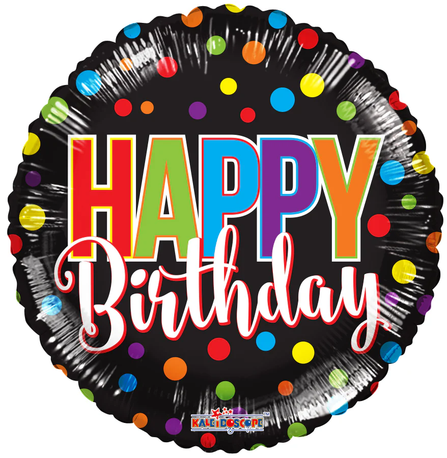 9" Airfill Only (Sticks Sold Separately) Happy Birthday Dots Gellibean Balloon