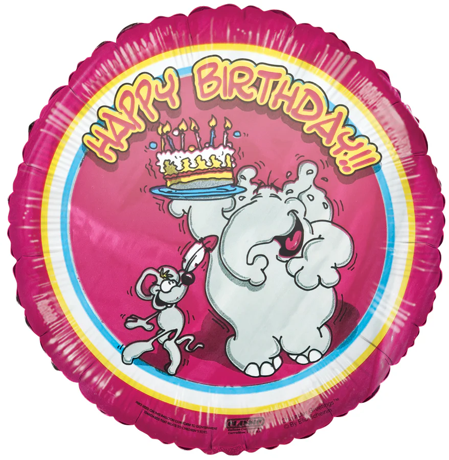 9" Airfill Only (Sticks Sold Separately) Happy Birthday Elephant Foil Balloon