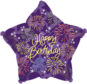 9" Airfill Only (Sticks Sold Separately) Happy Birthday Fireworks Star Balloon