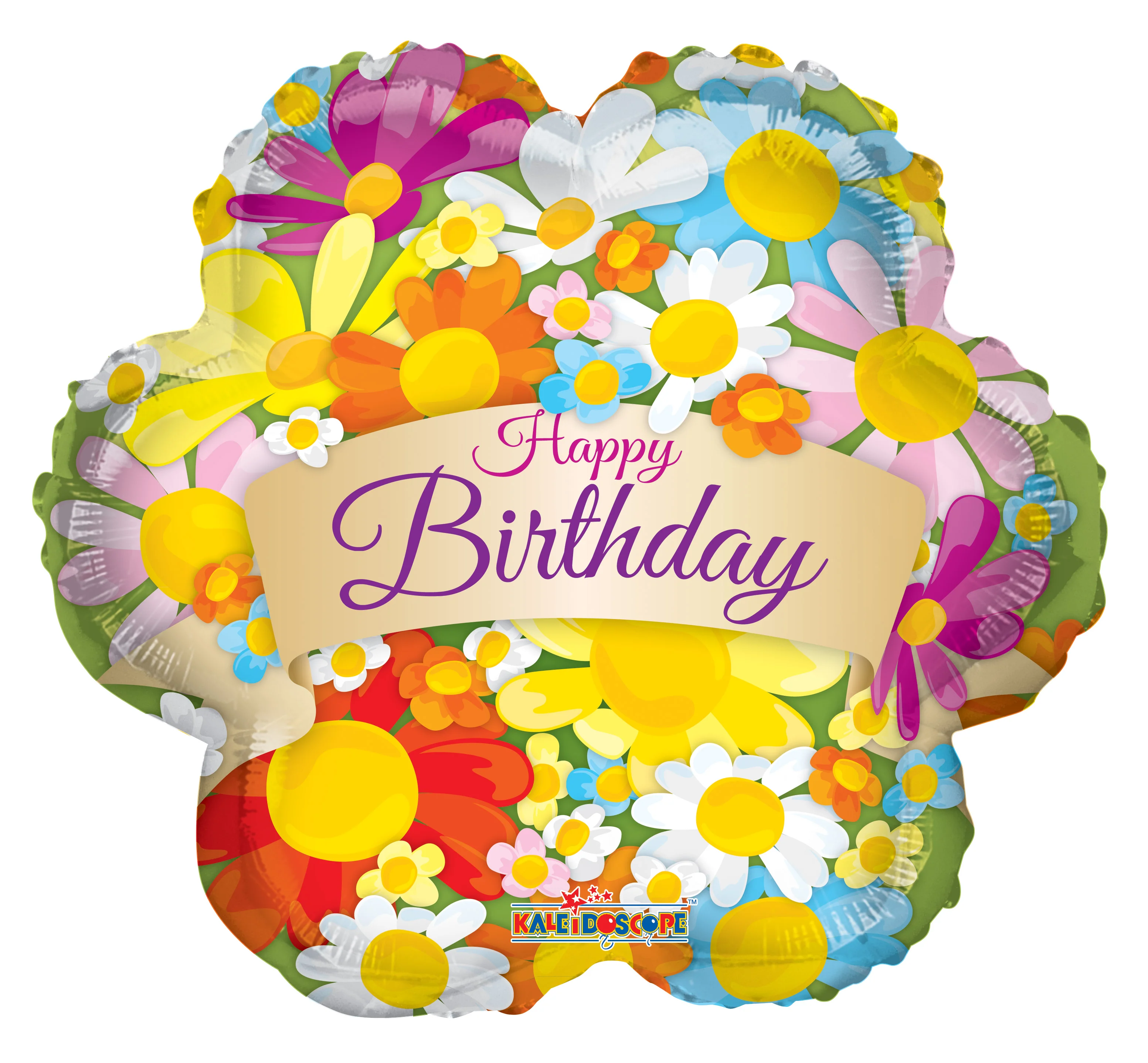 9" Airfill Only (Sticks Sold Separately) Happy Birthday Flowers With Banner Balloon