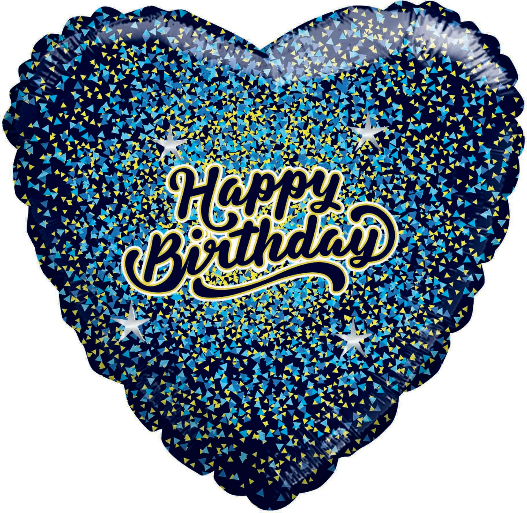9" Airfill Only (Sticks Sold Separately) Happy Birthday Glitter Gold/Blue Black Heart Foil Balloon
