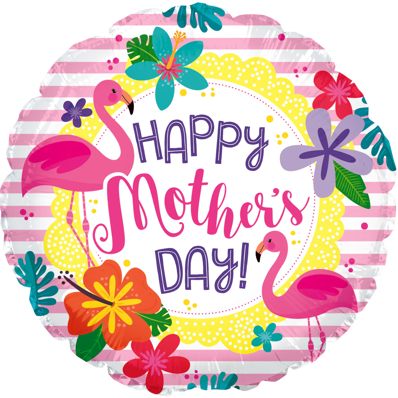 9" Airfill Only (Sticks Sold Separately) Happy Mother's Day Flamingo Foil Balloon