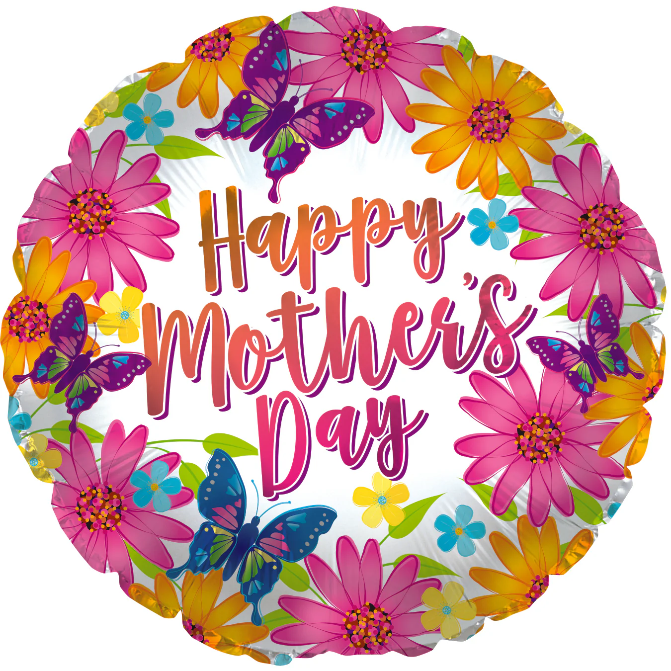 9" Airfill Only (Sticks Sold Separately) Happy Mother's Day Monarch Butterfly You Foil Balloons