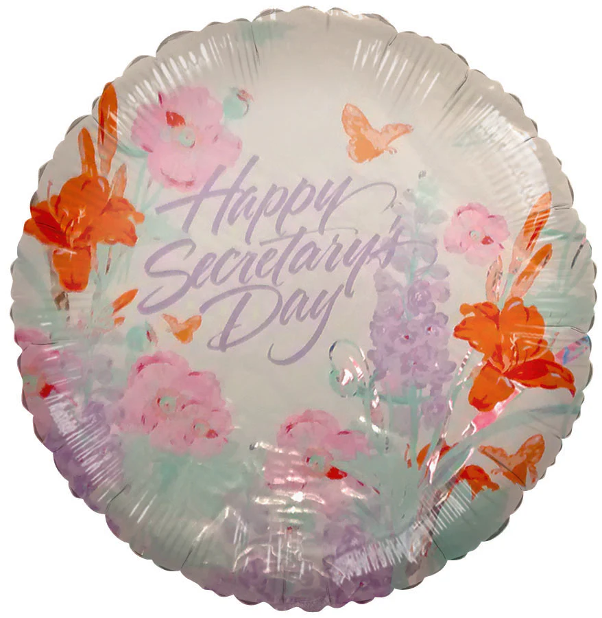 9" Airfill Only (Sticks Sold Separately) Happy Secretary's Day Spring Flower Balloon