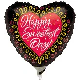 9" Airfill Only (Sticks Sold Separately) Happy Sweetest Day Heart Black Balloon