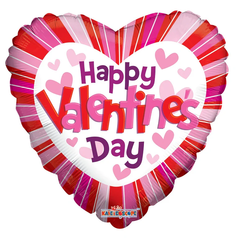 9" Airfill Only (Sticks Sold Separately) Happy Valentine's Day Hearts & Lines Balloon