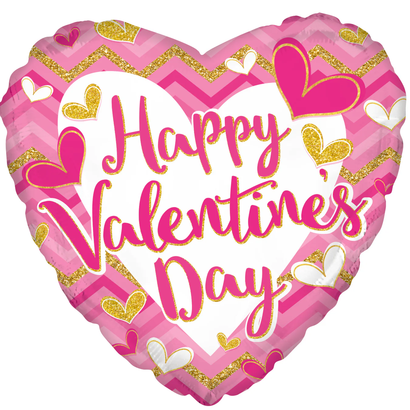 9" Airfill Only (Sticks Sold Separately) Happy Valentine's Day Pink & Glitter Foil Balloon