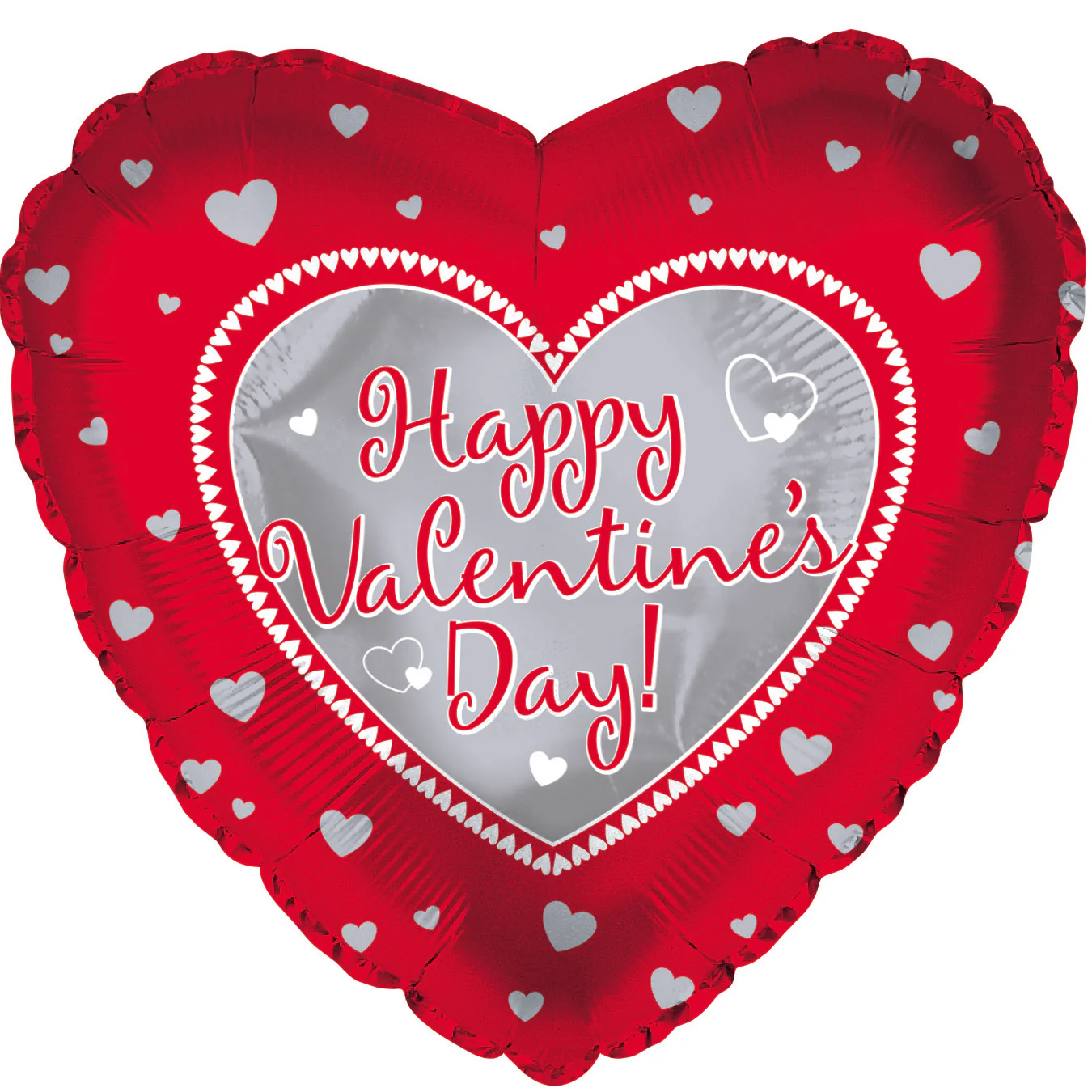9" Airfill Only (Sticks Sold Separately) Happy Valentine's Day Silver Foil Balloon