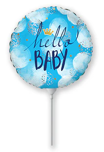 9" Airfill Only (Sticks Sold Separately) Hello Baby Boy Foil Balloon