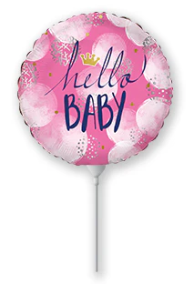 9" Airfill Only (Sticks Sold Separately) Hello Baby Girl Foil Balloon