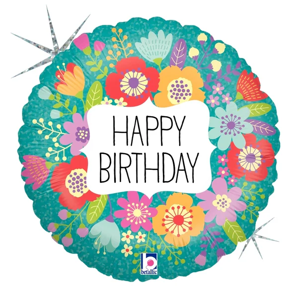 9" Airfill Only (Sticks Sold Separately) Holographic Balloon Wildflowers Birthday