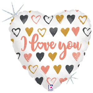 9" Airfill Only (Sticks Sold Separately) Holographic Rose Gold I Love You Foil Balloon