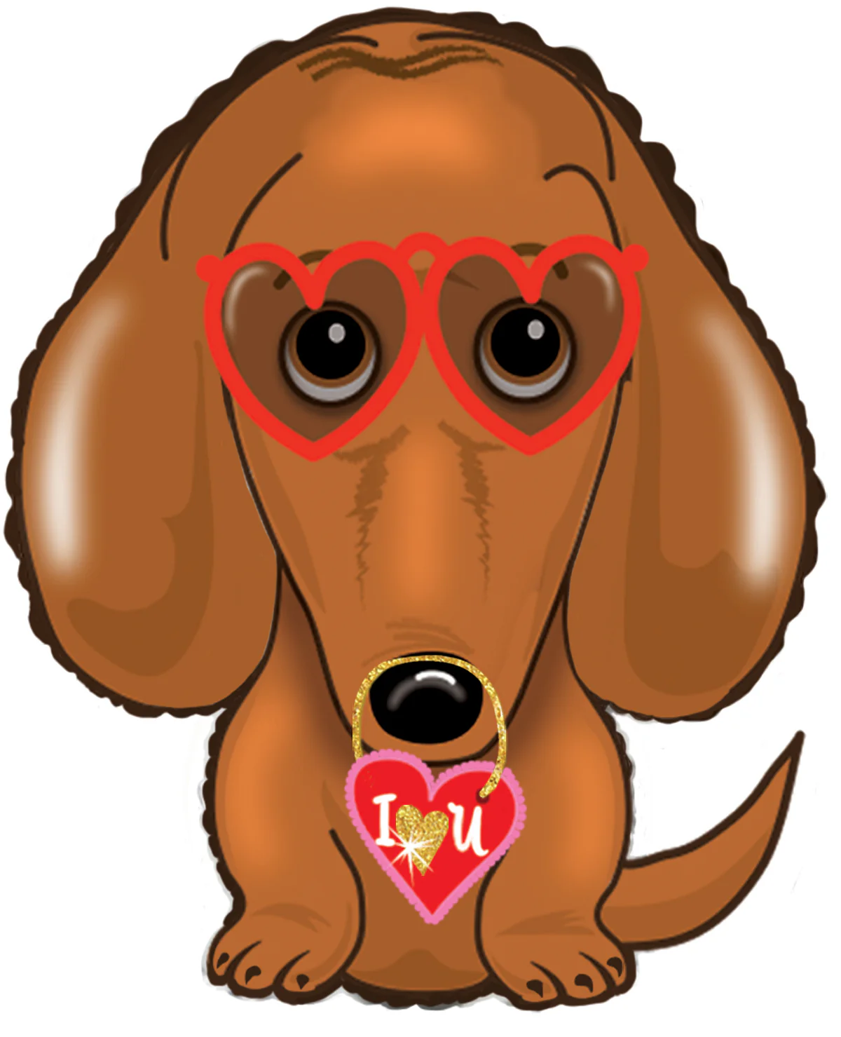 9" Airfill Only (Sticks Sold Separately) I Love You Heart Focus Puppy Foil Balloon