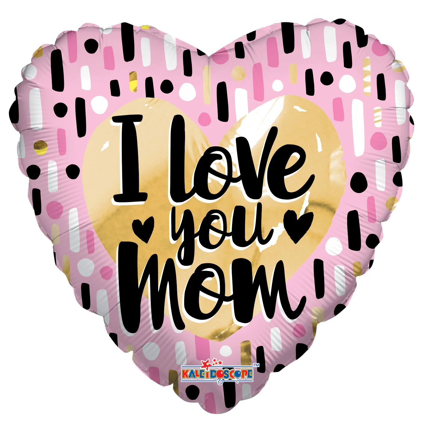 9" Airfill Only (Sticks Sold Separately) I Love You Mom Gold & Pink Foil Balloon
