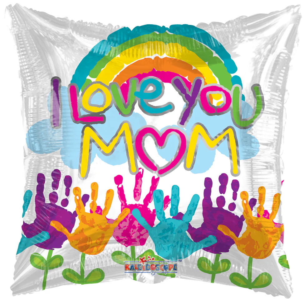 9" Airfill Only (Sticks Sold Separately) I Love You Mom Hand Foil Balloon