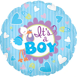 9" Airfill Only (Sticks Sold Separately) It's A Boy Stork Self Sealing Valve Foil Balloon