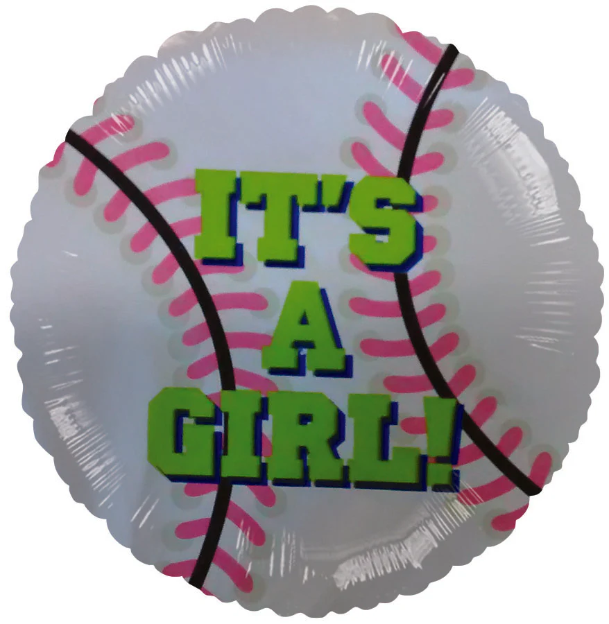 9" Airfill Only (Sticks Sold Separately) It's a Girl Baseball Balloon
