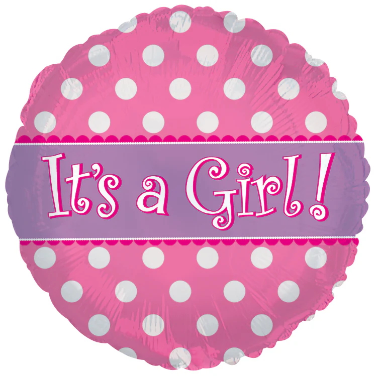 9" Airfill Only (Sticks Sold Separately) Its A Girl Dots Balloon